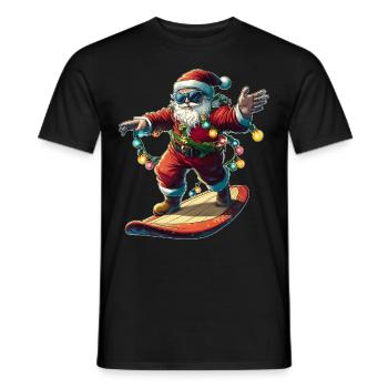 Weihnachtsmann Surfen Surfer Weihnachtsmütze Xmas - Männer T-Shirt - Schwarz - Vorne - AI Model Male 178 light (178cm)