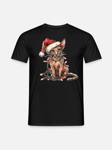 Orientalisch Kurzhaar Katze Weihnachten Hut Xmas - T-shirt herr - svart