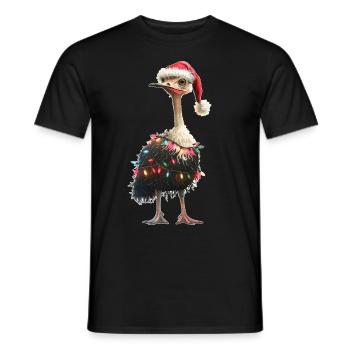 Chapeau de Noël d’autruche Noël - T-shirt homme - noir - Devant - AI Model Male 178 light (178cm)