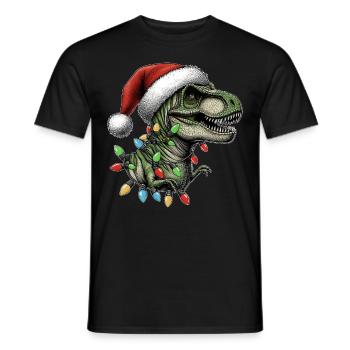T-Rex Tyrannosaurus rex Dinosaurier Weihnachtsmütz - Männer T-Shirt - Schwarz - Vorne - AI Model Male 178 light (178cm)