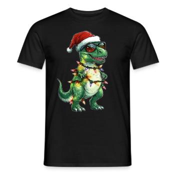 T-Rex Tyrannosaurus rex Dinosaurier Weihnachtsmütz - Männer T-Shirt - Schwarz - Vorne - AI Model Male 178 light (178cm)