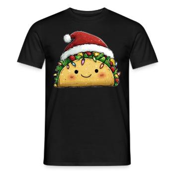 Tacos Mexican Food Santa Hat Xmas - Men's T-Shirt - black - Front - AI Model Male 178 light (178cm)