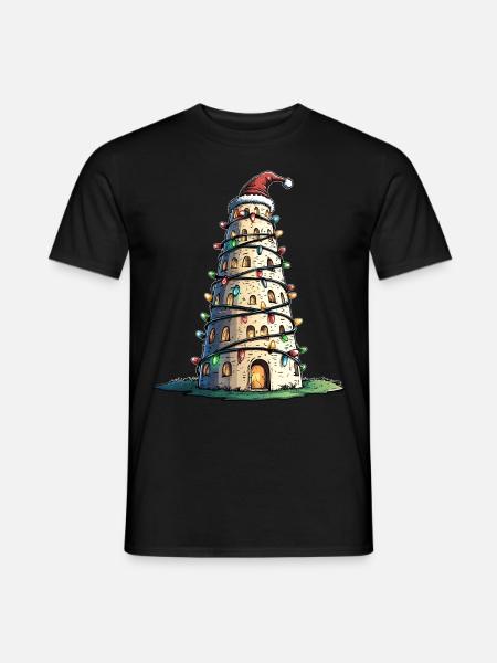 Turm von Babel Bibel Weihnachtsmütze Xmas - Männer T-Shirt - Schwarz