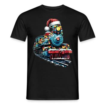 Zug Eisenbahn Lokomotive Weihnachten Hut Xmas - Männer T-Shirt - Schwarz - Vorne - AI Model Male 178 light (178cm)