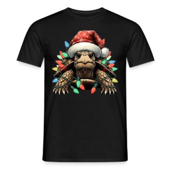 Turtle Sea Animal Christmas Hat Xmas - Men's T-Shirt - black - Front - AI Model Male 178 light (178cm)