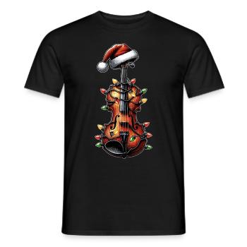 Geige Instrument Geigerin Weihnachtsmütze Xmas - Männer T-Shirt - Schwarz - Vorne - AI Model Male 178 light (178cm)