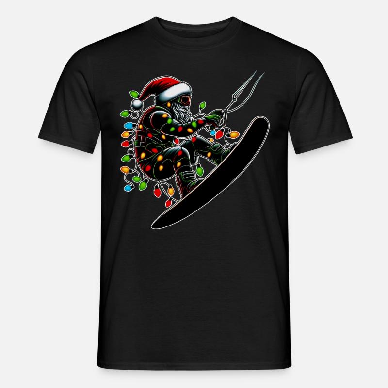 Wakeboarding Weihnachtsmann Wakeboarder Weihnachts - Männer T-Shirt - Schwarz