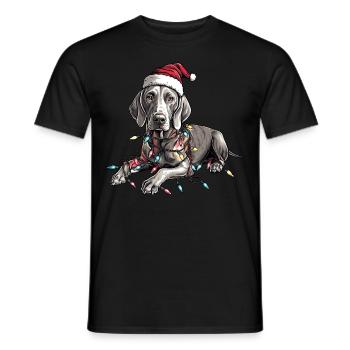 Braque de Weimar chien Père Noël - T-shirt homme - noir - Devant - AI Model Male 178 light (178cm)