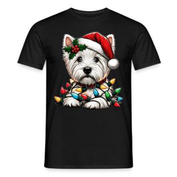 West Highland Terrier Hund Weihnachtsmütze Xmas - Männer T-Shirt - Schwarz - Vorne - AI Model Male 178 light (178cm)
