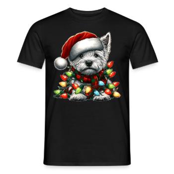 West Highland Terrier Hund Weihnachten Hut Schal X - Männer T-Shirt - Schwarz - Vorne - AI Model Male 178 light (178cm)