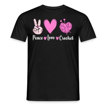 Crochet Knitting Crochet Hook Peace Love Crochet - Men's T-Shirt - black - Front - AI Model Male 178 light (178cm)