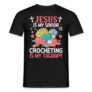Jésus est mon sauveur Crochet thérapie tricot Garnl - T-shirt homme - noir - Devant - AI Model Male 178 light (178cm)