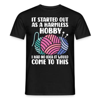Crochet Knitting Yarn Lover Harmless Hobby Come - Men's T-Shirt - black - Front - AI Model Male 178 light (178cm)
