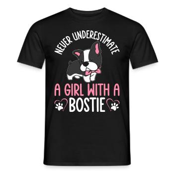 Boston Terrier Girl A Girl With A Bostie - Men's T-Shirt - black - Front - AI Model Male 178 light (178cm)