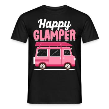 Camping Glamping Camping-car Camper Happy Glamper - T-shirt homme - noir - Devant - AI Model Male 178 light (178cm)