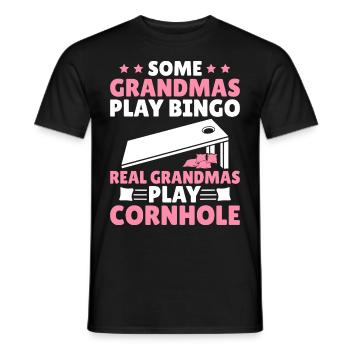 Drôle Cornhole Player Corn Hole Real Grannies Spid - T-shirt homme - noir - Devant - AI Model Male 178 light (178cm)