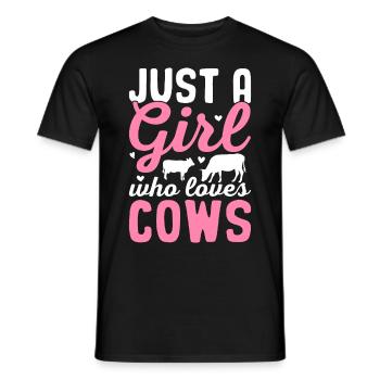 Just A Girl Who Loves Cows Cow Girl Cattle Heifer - Men's T-Shirt - black - Front - AI Model Male 178 light (178cm)