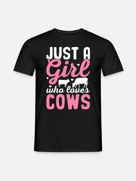 Just A Girl Who Loves Cows Cow Girl Cattle Heifer - Männer T-Shirt - Schwarz
