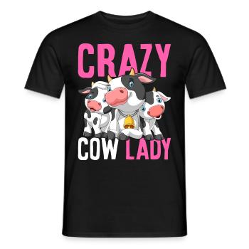 Crazy Cow Lady Funny Cattle Heifer Girl Bäue - Men's T-Shirt - black - Front - AI Model Male 178 light (178cm)