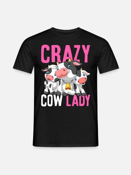 Verrückte Kuhdame Lustige Rinderfärse Mädchen Bäue - Mænd T-shirt - sort