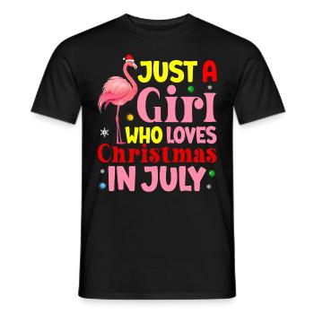 Flamant rose Noël en juillet Noël fille - T-shirt homme - noir - Devant - AI Model Male 178 light (178cm)