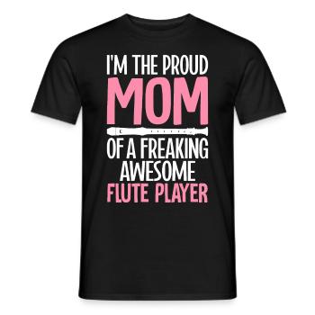 Stolze Mutter eines verdammt guten Flötenspielers - Männer T-Shirt - Schwarz - Vorne - AI Model Male 178 light (178cm)