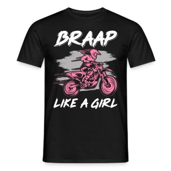 Funny Dirt Bike Girl Biker Offroad Motorcycle Bra - Men's T-Shirt - black - Front - AI Model Male 178 light (178cm)