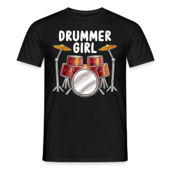 Schlagzeuger Mädchen Trommeln Musiker Trommelliebh - Männer T-Shirt - Schwarz - Vorne - AI Model Male 178 light (178cm)