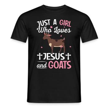 Just A Girl Who Loves Jesus And Goats Farmer Ranch - Männer T-Shirt - Schwarz - Vorne - AI Model Male 178 light (178cm)