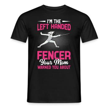 Fleuret Sabre Maman Escrimeuse gaucher, devant le dic - T-shirt homme - noir - Devant - AI Model Male 178 light (178cm)