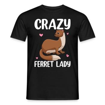 Crazy Ferret Lady Pet Owner - Men's T-Shirt - black - Front - AI Model Male 178 light (178cm)