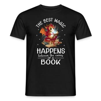Bücherwurm Drache Fantasy Buchliebhaber - Männer T-Shirt - Schwarz - Vorne - AI Model Male 178 light (178cm)
