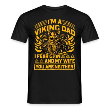 Je suis un papa viking, j’ai peur d’Odin et de ma femme, vous êtes - T-shirt homme - noir - Devant - AI Model Male 178 light (178cm)
