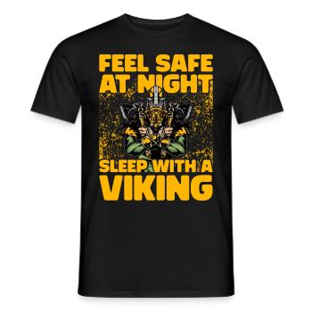 Fühlen Sie sich nachts sicher, schlafen Sie mit einem Wikinger - Männer T-Shirt - Schwarz - Vorne - AI Model Male 178 light (178cm)