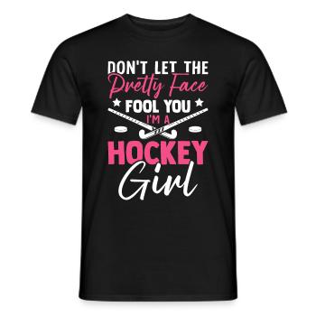 Pretty Face Hockey Fille Joueuse de hockey Fille - T-shirt homme - noir - Devant - AI Model Male 178 light (178cm)