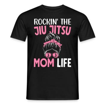 Rockin' The Jiu Jitsu Mom Life BJJ Martial Arts - Men's T-Shirt - black - Front - AI Model Male 178 light (178cm)