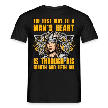 Le meilleur chemin vers le cœur d’un homme est à travers son - T-shirt homme - noir - Devant - AI Model Male 178 light (178cm)