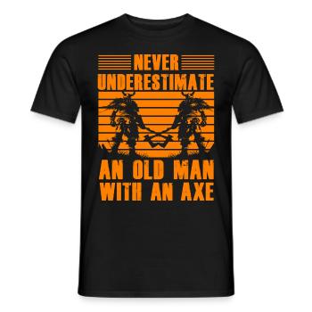 Unterschätze niemals einen alten Mann mit einer Axt - Männer T-Shirt - Schwarz - Vorne - AI Model Male 178 light (178cm)