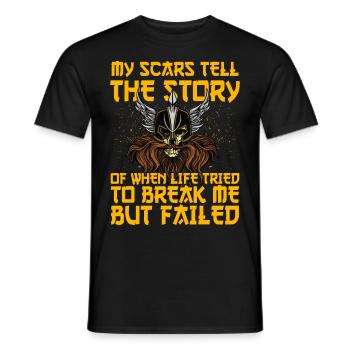 Mes cicatrices racontent l’histoire de la vie - T-shirt homme - noir - Devant - AI Model Male 178 light (178cm)