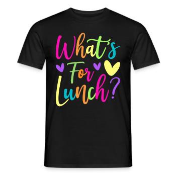 Lunch Lady Cafeteria Employee What's on offer - Men's T-Shirt - black - Front - AI Model Male 178 light (178cm)