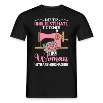 Die Macht einer Frau mit Nähmaschine Näherin - Männer T-Shirt - Schwarz - Vorne - AI Model Male 178 light (178cm)