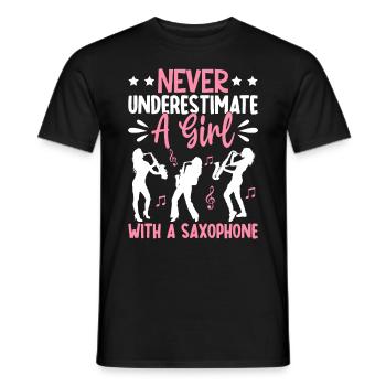 Une fille avec un saxophoniste Saxophoniste - T-shirt homme - noir - Devant - AI Model Male 178 light (178cm)