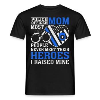 Policier Maman Héros J’ai élevé la mine Application de la loi - T-shirt homme - noir - Devant - AI Model Male 178 light (178cm)
