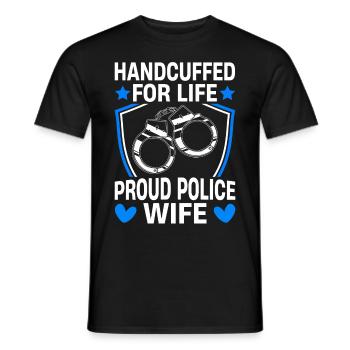 La vie menottée Police Femme Policier - T-shirt homme - noir - Devant - AI Model Male 178 light (178cm)