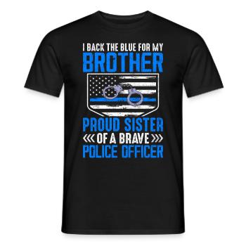 Frère Soeur Policier Application de la loi - T-shirt homme - noir - Devant - AI Model Male 178 light (178cm)