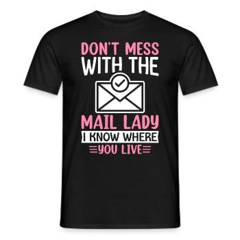 Service postal Postier postier dame de poste je sais où - T-shirt homme - noir - Devant - AI Model Male 178 light (178cm)