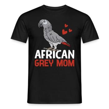 Gris Africain Maman Perroquet Maman Perroquet Oiseau Femme - T-shirt homme - noir - Devant - AI Model Male 178 light (178cm)