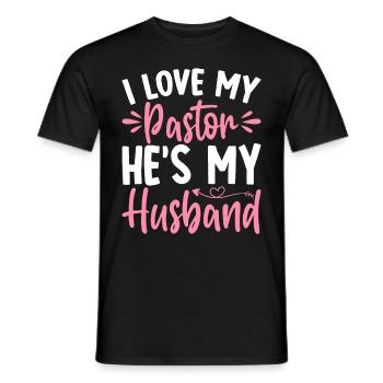 Pastor My Husband Christian Church Leader - Men's T-Shirt - black - Front - AI Model Male 178 light (178cm)