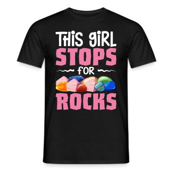 Rockhounding Rock Collectors Geologist Girl Stops - Men's T-Shirt - black - Front - AI Model Male 178 light (178cm)