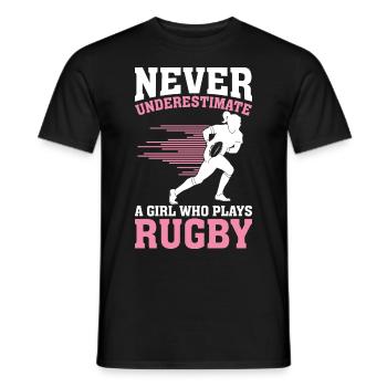 Ne sous-estimez jamais une fille qui joue au rugby - T-shirt homme - noir - Devant - AI Model Male 178 light (178cm)